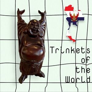 Hand-carved Teak Happy Buddha